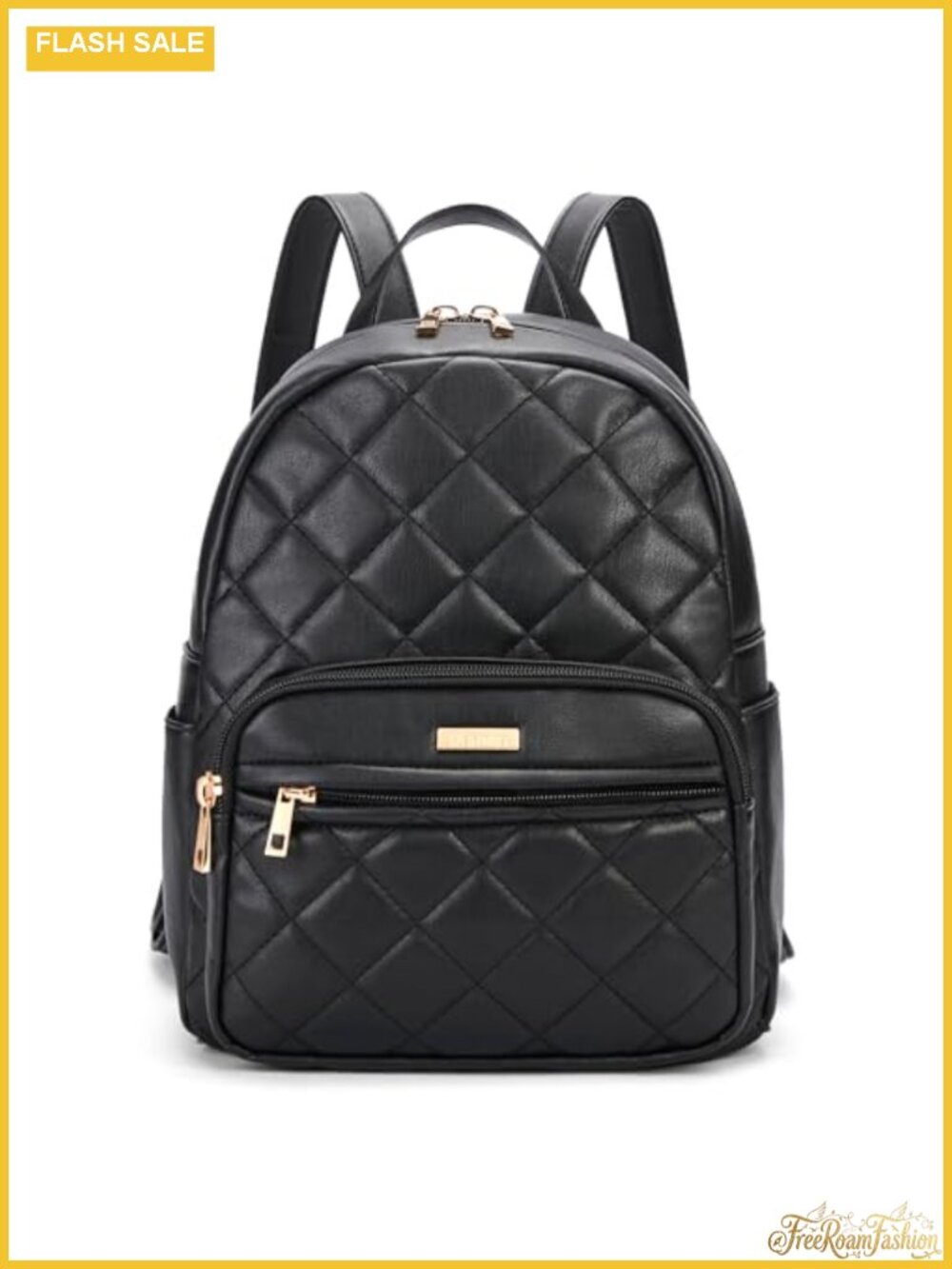 Quilted Vegan Leather Mini Backpack Purse with Gold Hardware